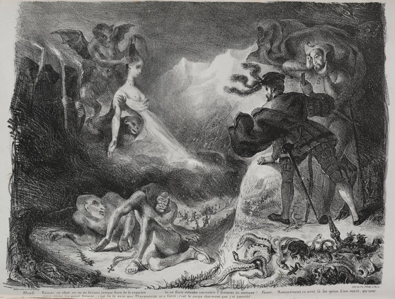 Ilustraciones para Fausto: La sombra de Margarita aparece a Fausto, 1828 de Ferdinand Victor Eugene Delacroix