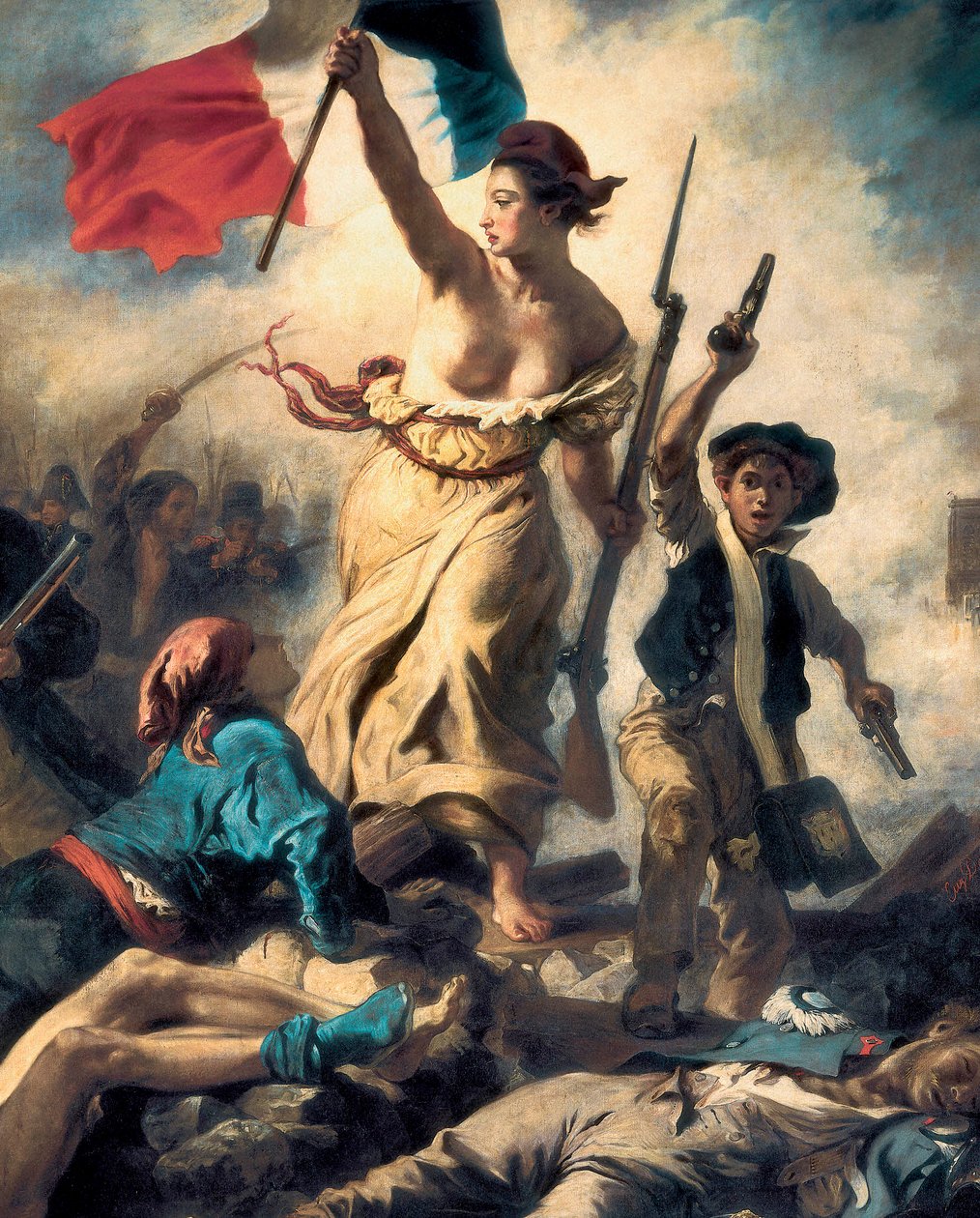 La libertad guiando al pueblo, 28 de julio de 1830, c.1830-31 (detalle) (óleo sobre lienzo) de Ferdinand Victor Eugene Delacroix