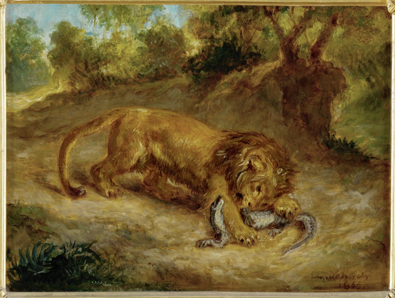 León y caimán ... de Ferdinand Victor Eugene Delacroix