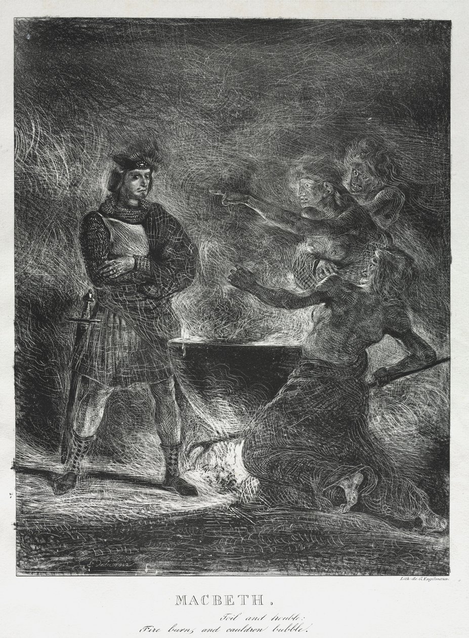 Macbeth consultando a las brujas, 1825 de Ferdinand Victor Eugene Delacroix