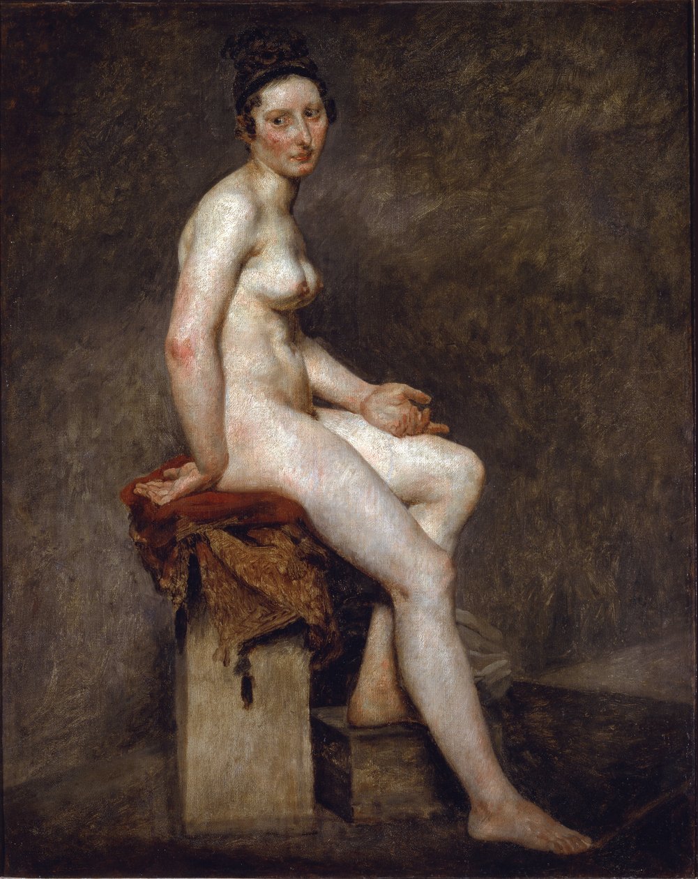 Desnudo sentado, llamada Señorita Rosa de Ferdinand Victor Eugene Delacroix
