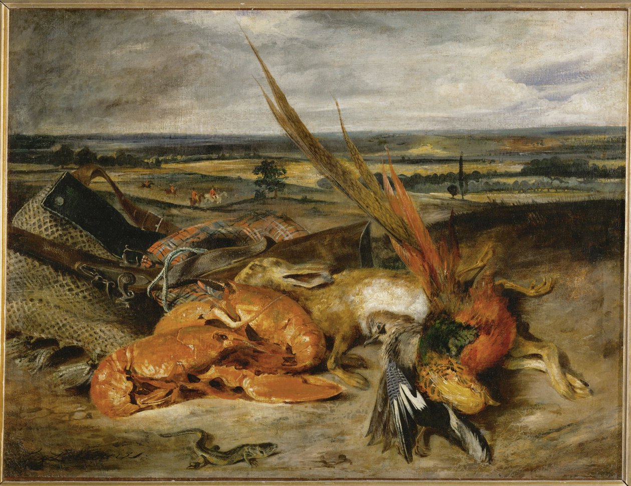 Nature morte au homard - bodegón con langosta ... de Ferdinand Victor Eugene Delacroix