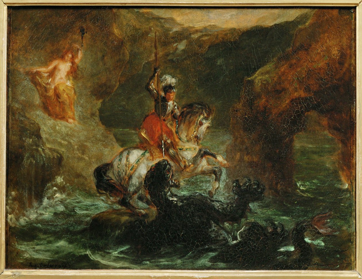Saint Georges combattant le dragon, dit aussi Persee delivrant Andromede - San Jorge luchando contra el dragón ... de Ferdinand Victor Eugene Delacroix