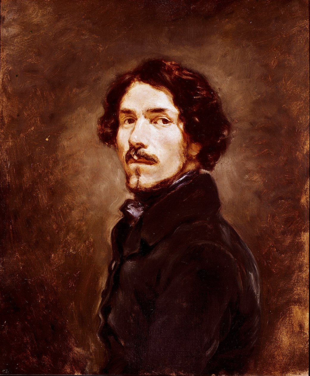 Autorretrato a la edad de 44 años Pintura de Eugène Delacroix (1798-1863) circa 1842 Florencia, Galería de los Uffizi de Ferdinand Victor Eugene Delacroix