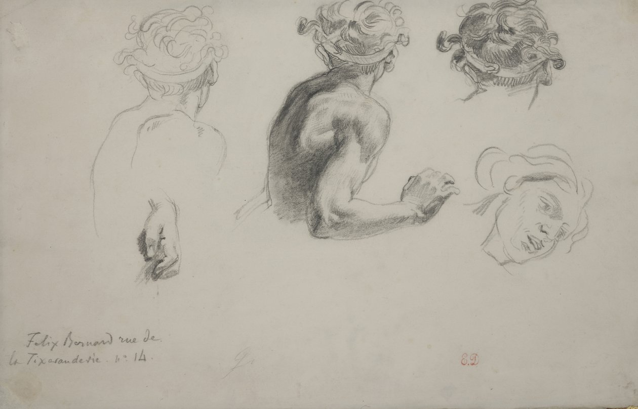 Hoja de estudios para la "Justicia de Trajano" de Ferdinand Victor Eugene Delacroix