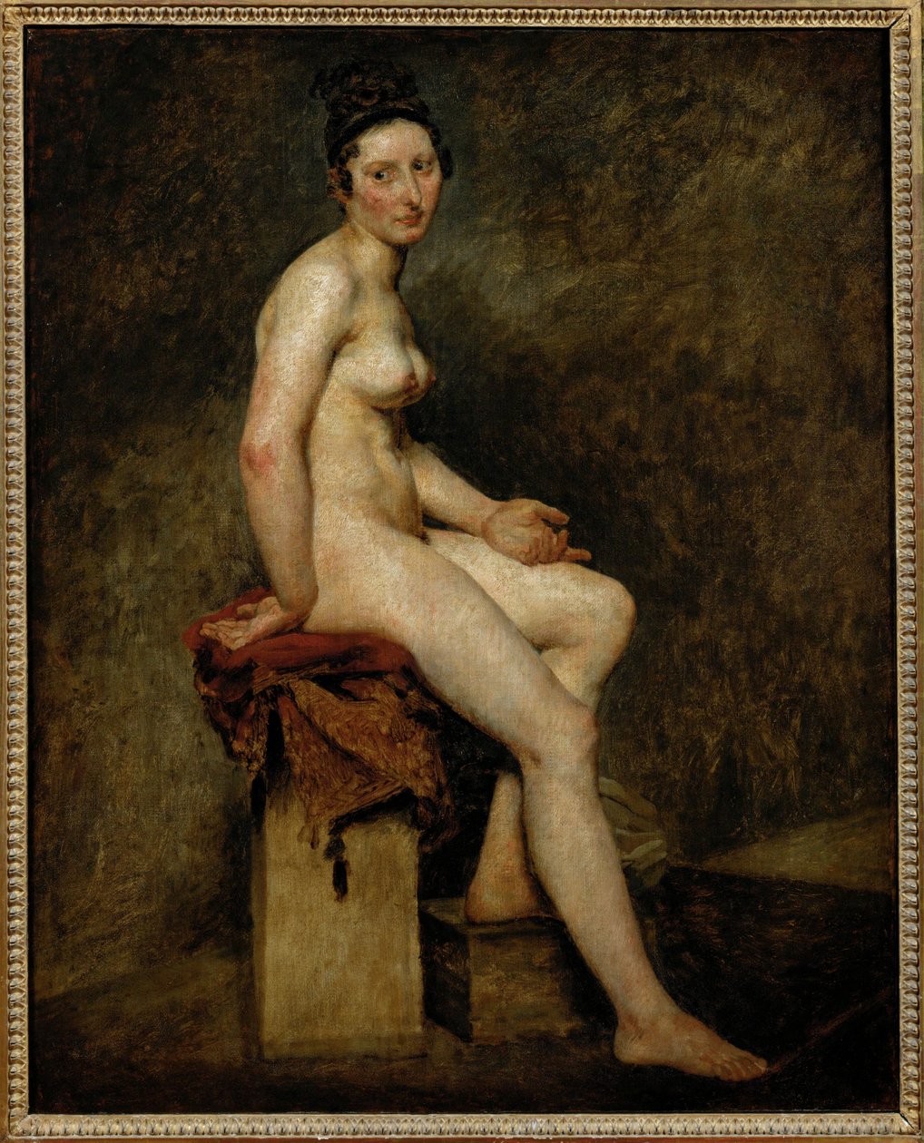 Sentada desnuda, también llamada Mlle ... de Ferdinand Victor Eugene Delacroix