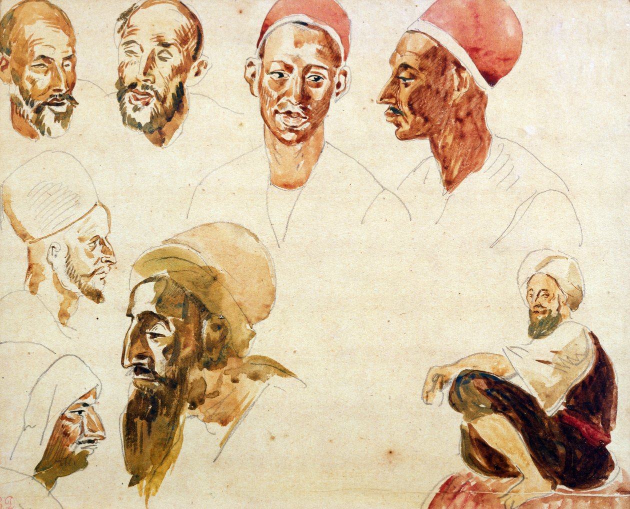Bocetos de Cabezas de Ferdinand Victor Eugene Delacroix