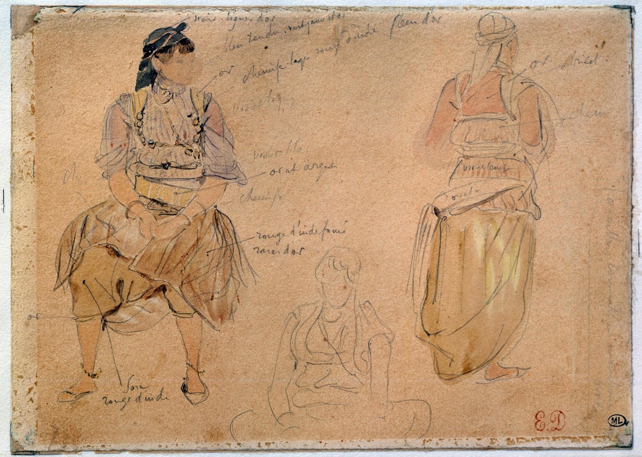 Estudios de mujeres árabes de Ferdinand Victor Eugene Delacroix