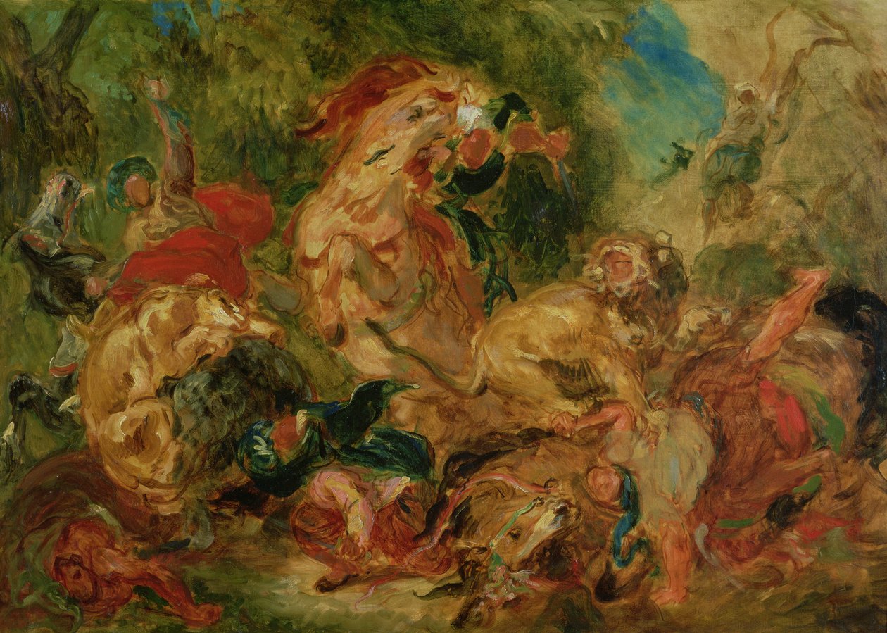 Estudio para La caza del león, 1854 de Ferdinand Victor Eugene Delacroix