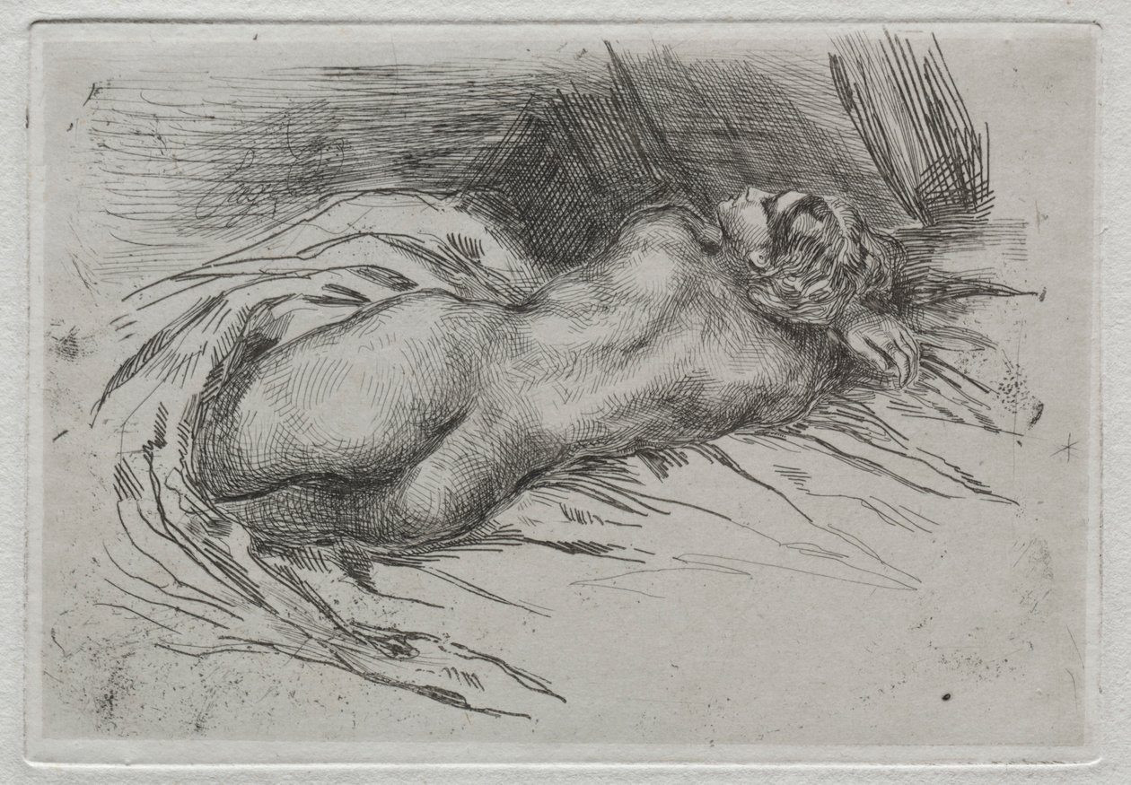 Estudio de una mujer vista desde atrás, 1833 de Ferdinand Victor Eugene Delacroix