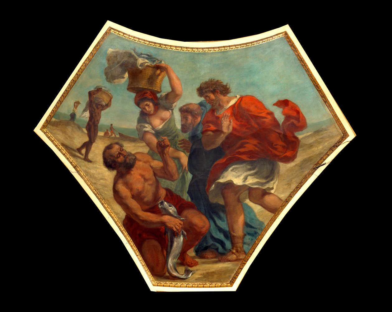 El dracma del tributo encontrado por San Pedro en la boca de un pez de Ferdinand Victor Eugene Delacroix