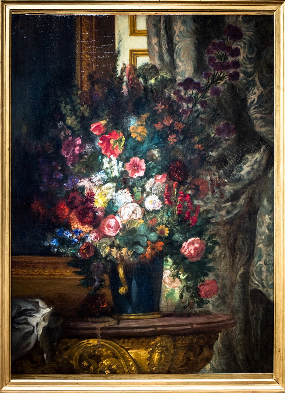 Jarrón de flores sobre una consola de Ferdinand Victor Eugene Delacroix