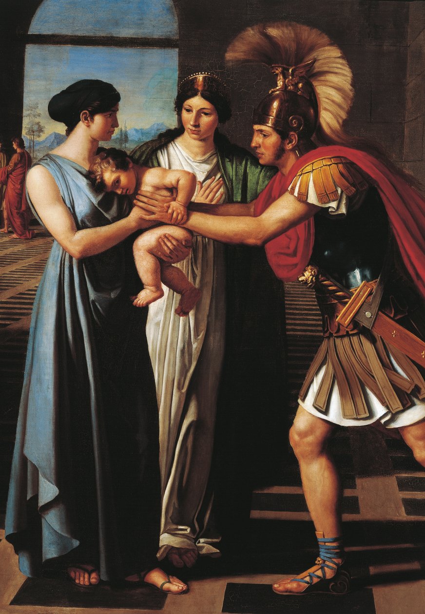 Andrómaca interceptando a Héctor en la Puerta de Scaean (detalle) de Ferdinando Castelli