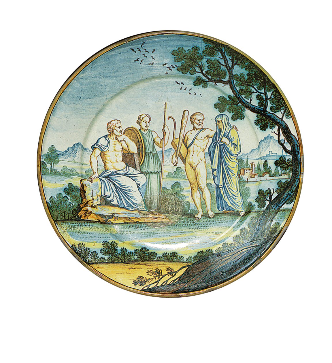 Plato de Siena, con Hércules trayendo a Alcestis ante el rey Admeto, c.1745 de Ferdinando Maria Campani