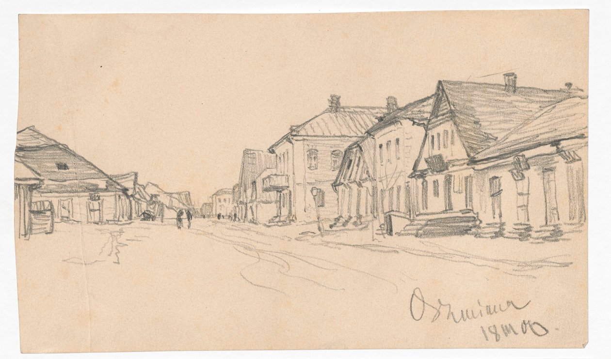 Una calle de Oszmiana; reverso: contorno de una puerta de Ferdynand Ruszczyc