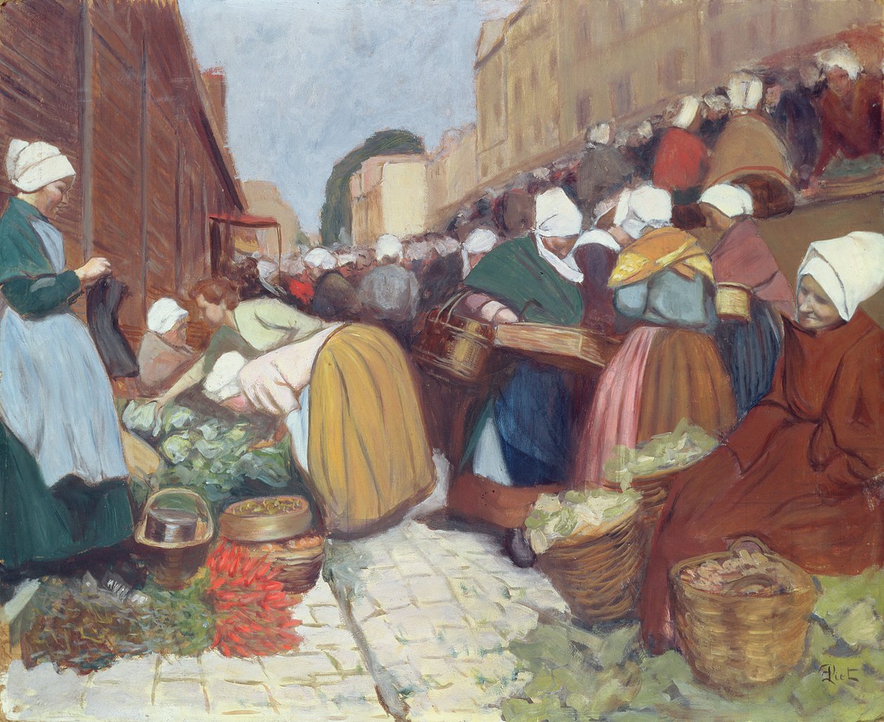Mercado en Brest, c.1899 de Fernand Piet