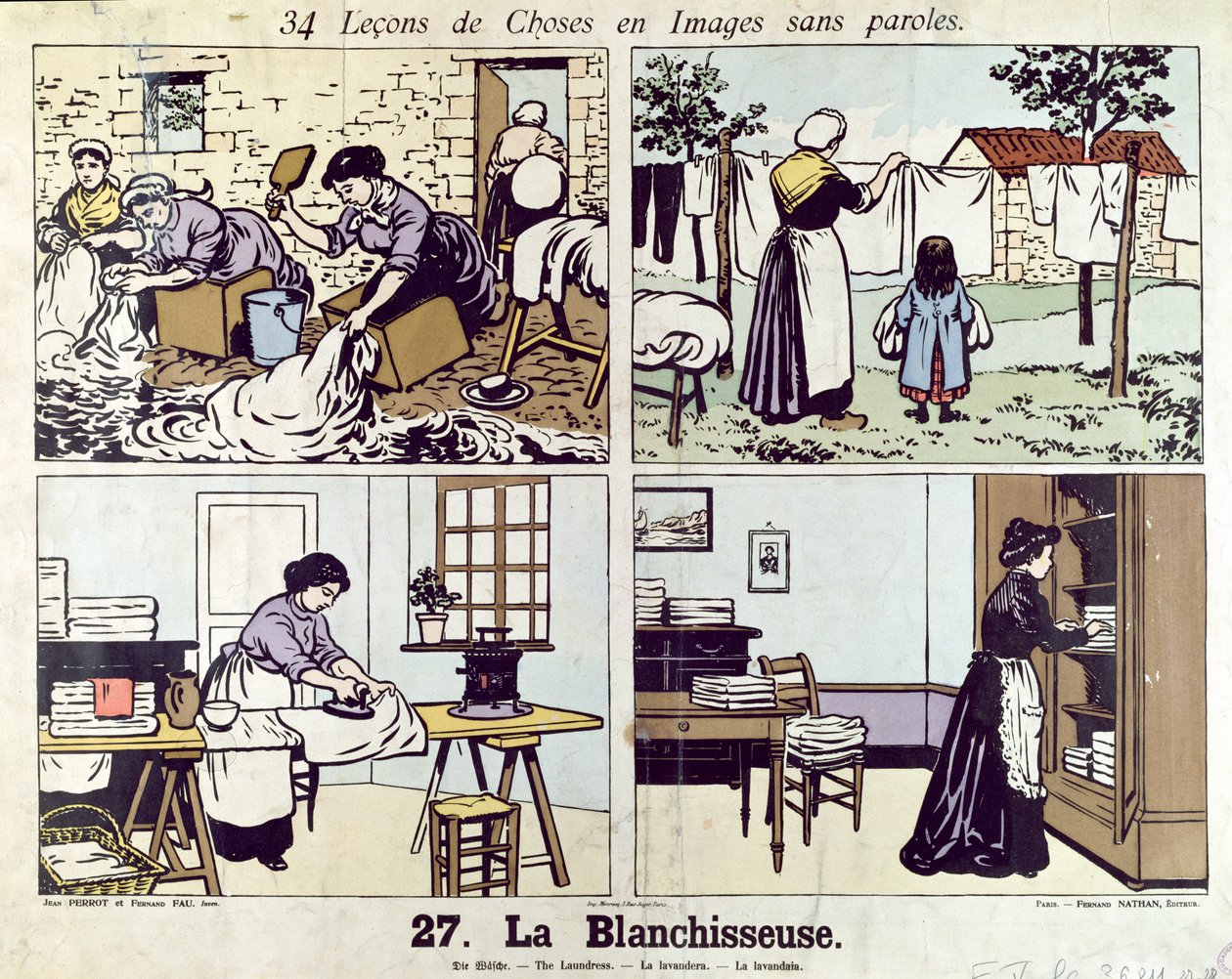 La Lavandera, de 34 Lecciones de Imágenes sin Palabras, principios del siglo XX de Fernand and Perrot, Jean Fau