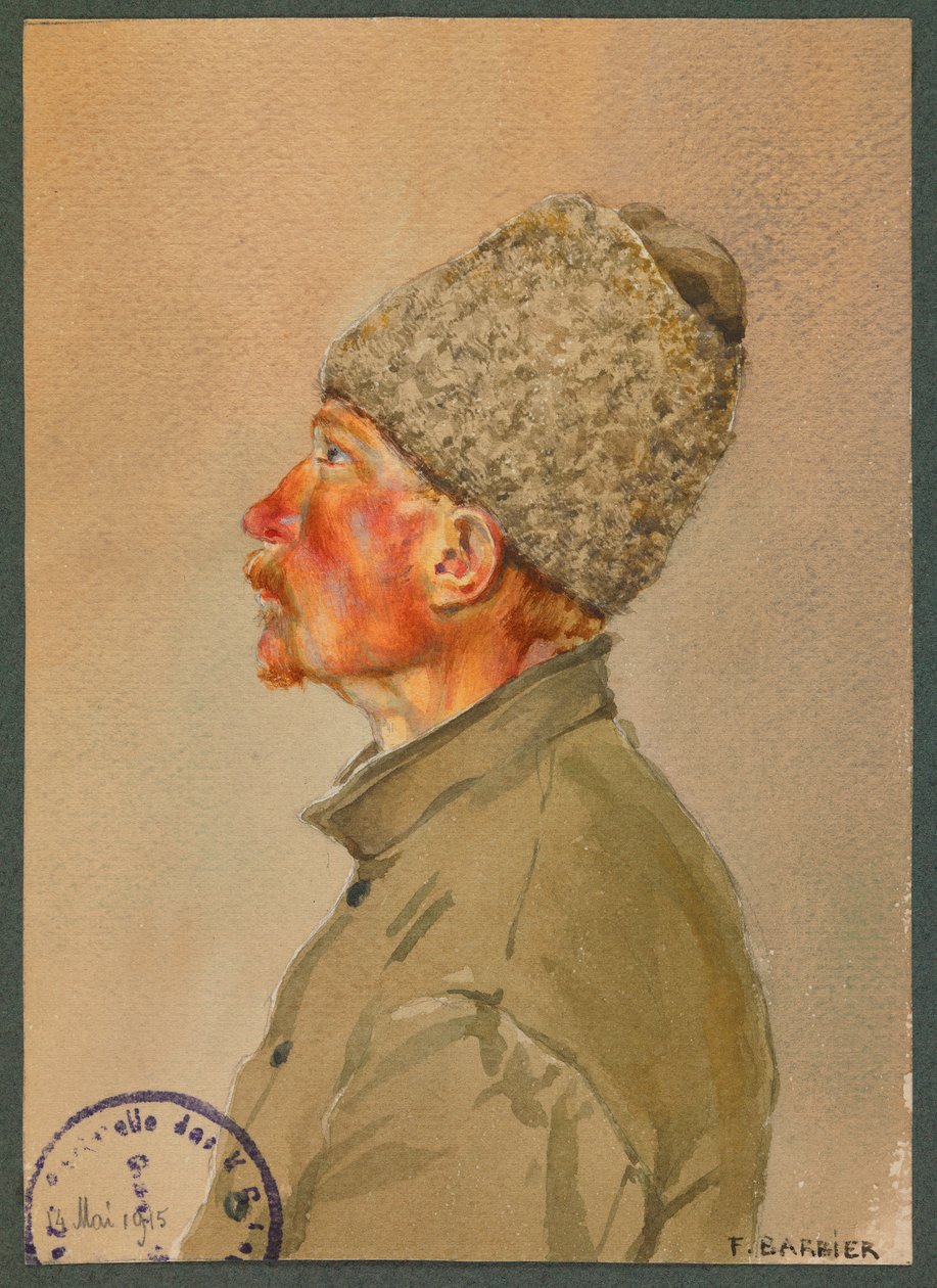 Un soldado ruso escuchando misa, Gustrow de Fernand Barbier