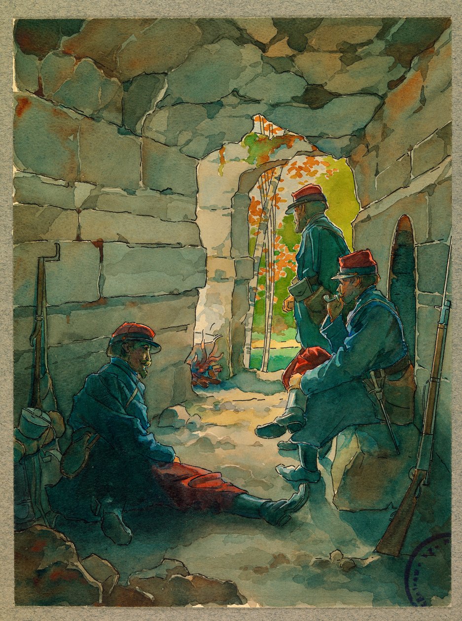 Soldados de infantería descansando, route de Vailly de Fernand Barbier
