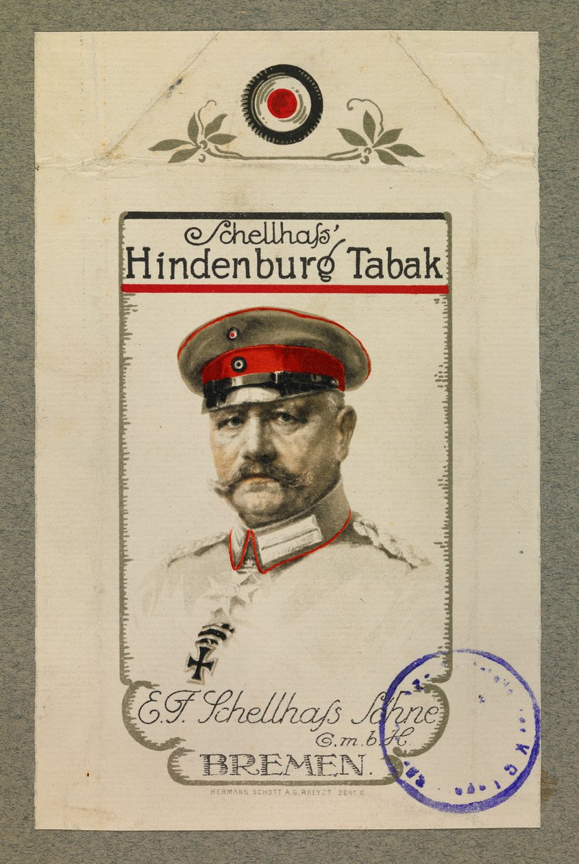 Retrato de Hindenbourg en un paquete de tabaco de Fernand Barbier