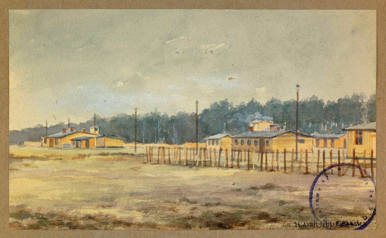 Vista del lado oeste de las cocinas y comedores del campamento de Fernand Barbier