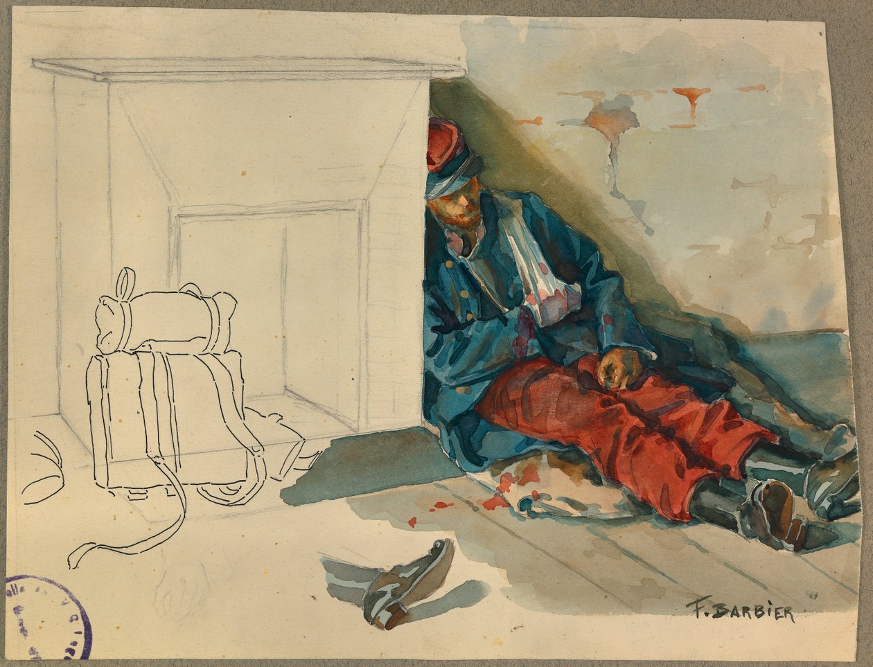 soldado herido tras la batalla de Vailly de Fernand Barbier