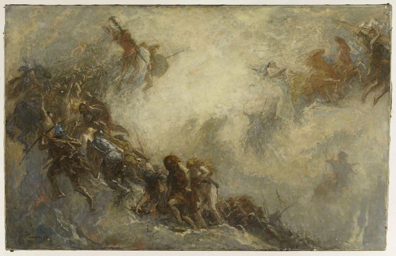 Boceto para el anfiteatro paleontológico del Museo de Historia Natural de París: Razas humanas (techo) de Fernand Cormon