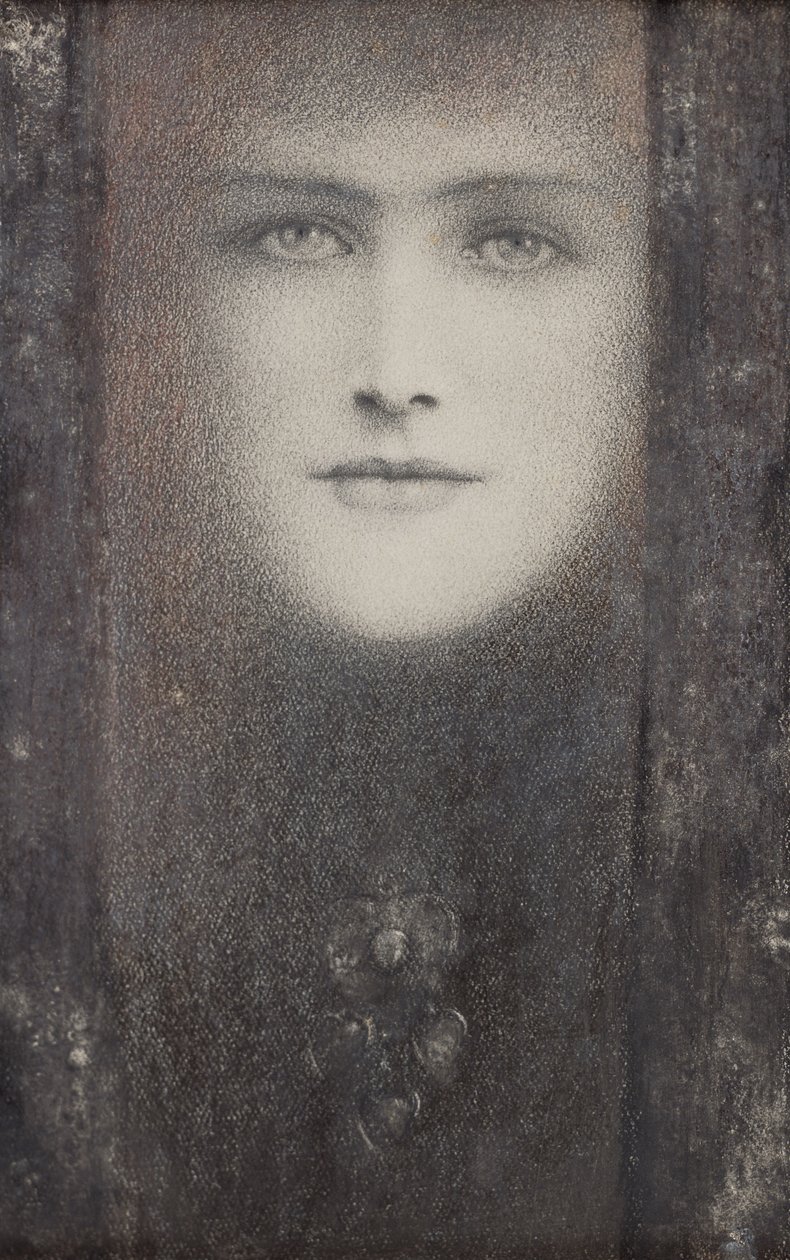 La máscara, con una cortina negra, c.1909 de Fernand Khnopff