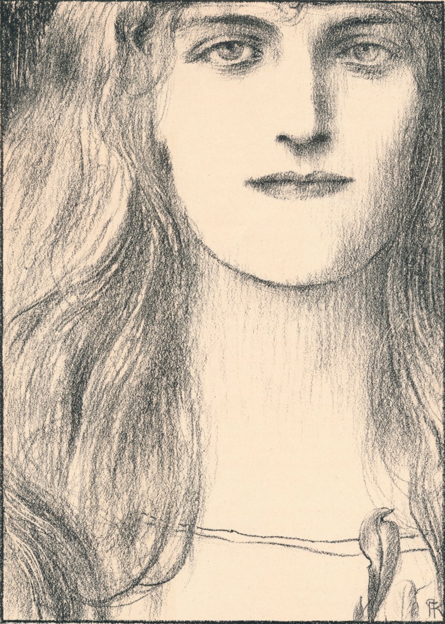 Una cabeza de frente, 1898 de Fernand Khnopff