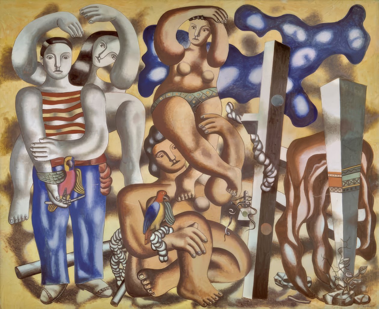Composición con dos loros de Fernand Leger
