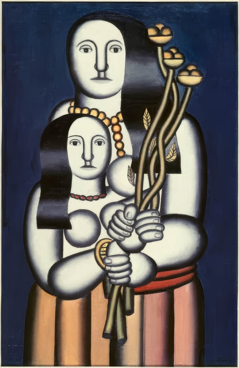 Dos mujeres sobre fondo azul de Fernand Leger
