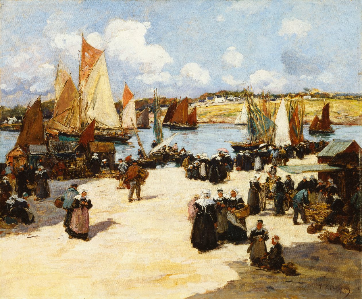 Una escena de puerto ocupado de Fernand Legout Gerard
