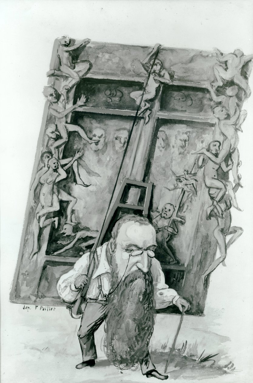 Retrato de Auguste Rodin llevando las puertas del Infierno de Fernand Paillet