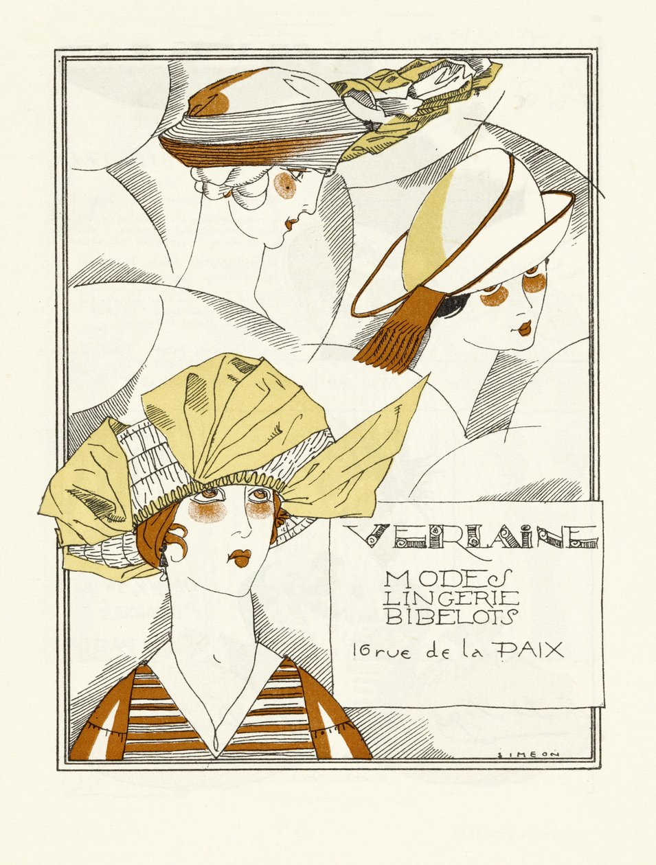 Anuncio de Verlaine, Modes, Lingerie, Bibelots, pub. 1914 de Fernand Siméon