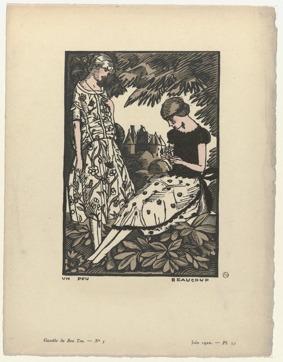Gazette du Bon Ton, 1920 - No. 5, Pl. 34: Un poco demasiado de Fernand Siméon