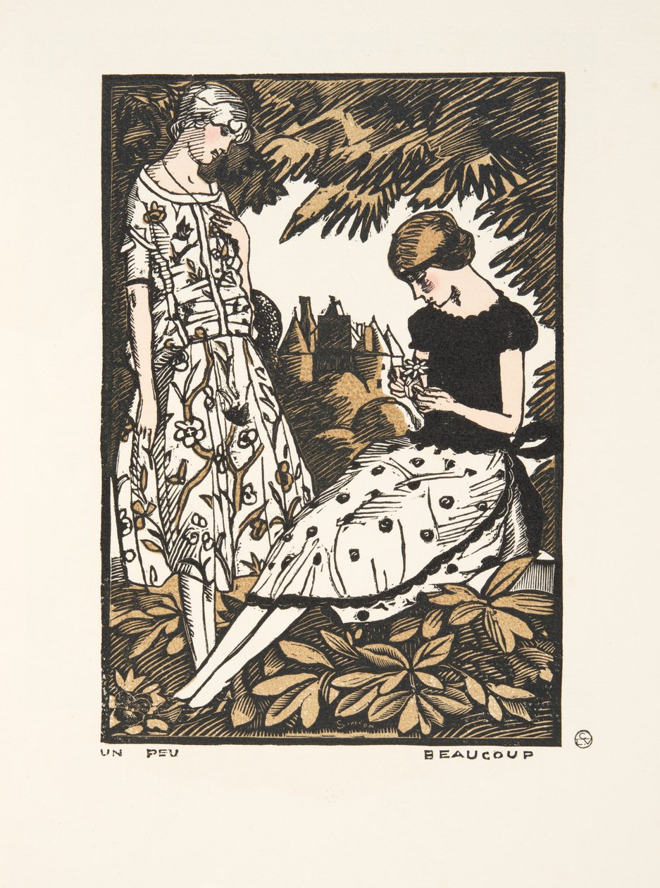 Un Peu, Beaucoup, de una Colección de Placas de Moda, 1920 (impresión pochoir) de Fernand Siméon