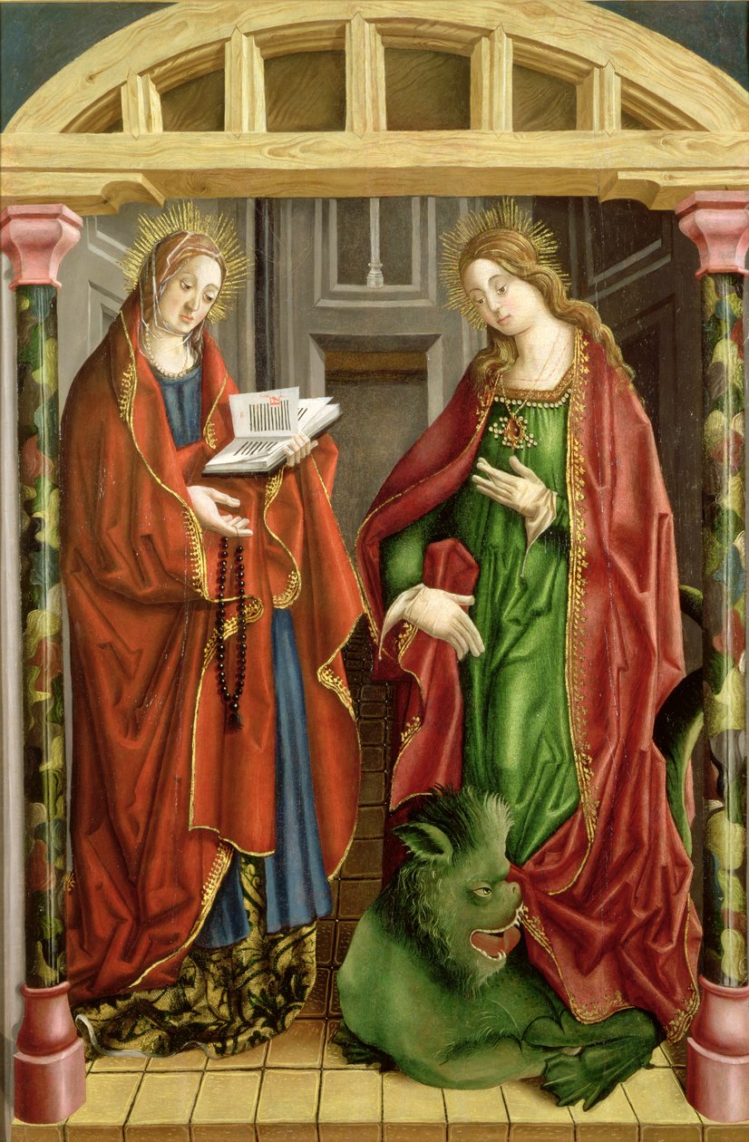 Dos santas femeninas, posiblemente Santa María Magdalena y Santa Marta de Fernando Gallego