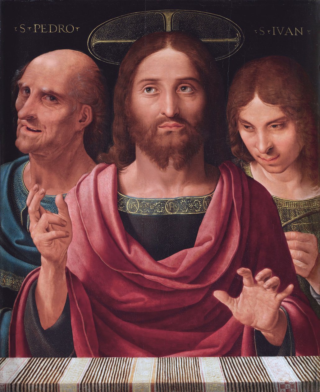 Salvator Mundi entre San Pedro y San Juan, c.1507 de Fernando Yanez de Almedina