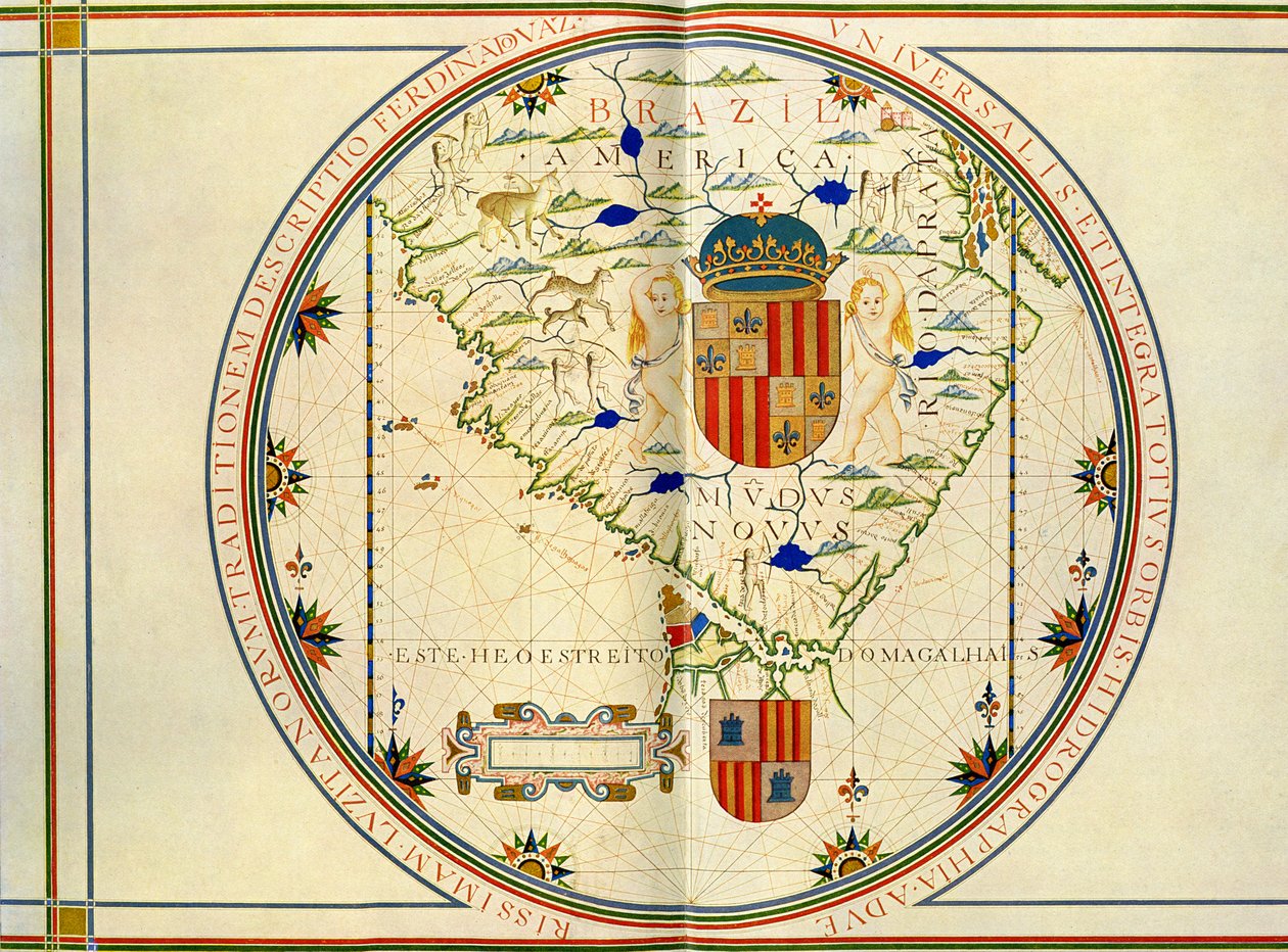 Mapa de la punta sur de las Américas de Fernao Vaz Dourado