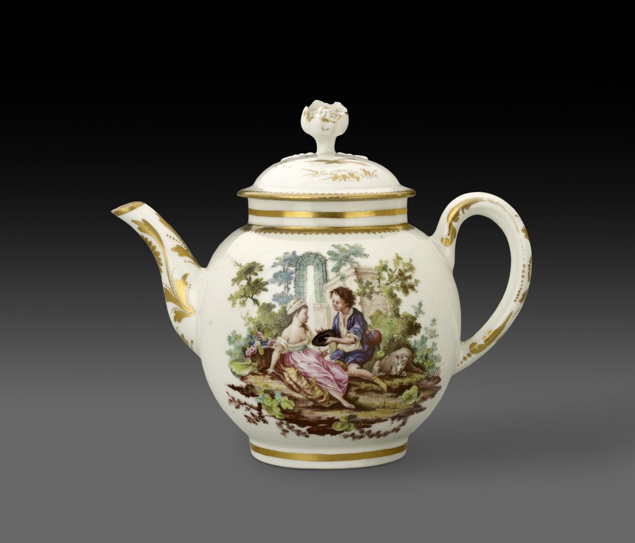 Tetera y tapa, 1772, Fábrica de Porcelana de Worcester de Fidelle Duvivier