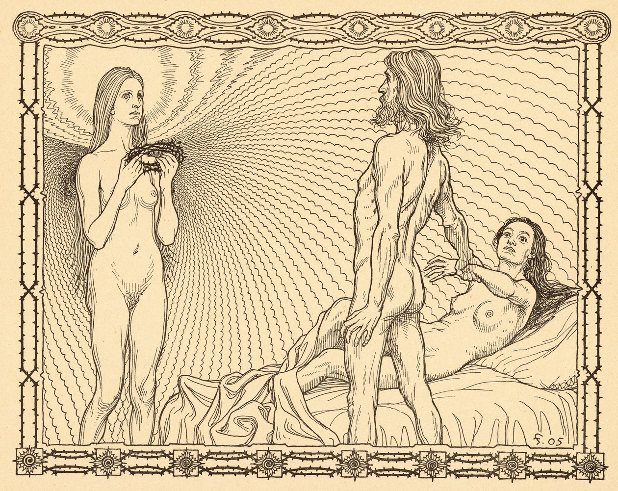 Die Ewige Braut, lámina 2, de la carpeta "Lebenszeichen", publicada en 1908 en Berlín por Fritz Heyder Verlag de Fidus
