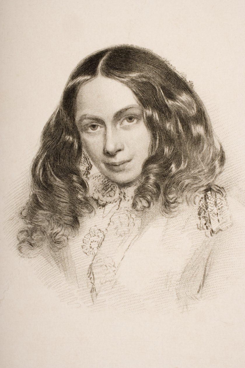 Elizabeth Barrett Browning (1806-61) en marzo de 1859, grabado por G.Cook de Field Talfourd