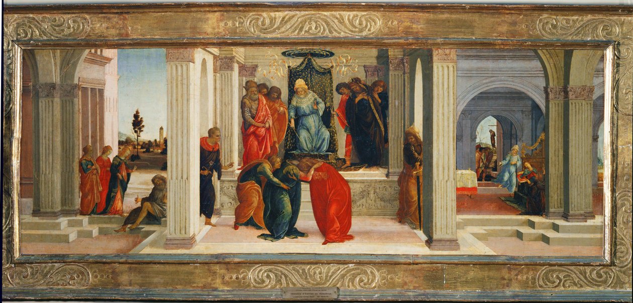 Tres escenas de la vida de Ester: Mordejai lamenta el destino de los judíos ... de Filippino (attr.to) Lippi