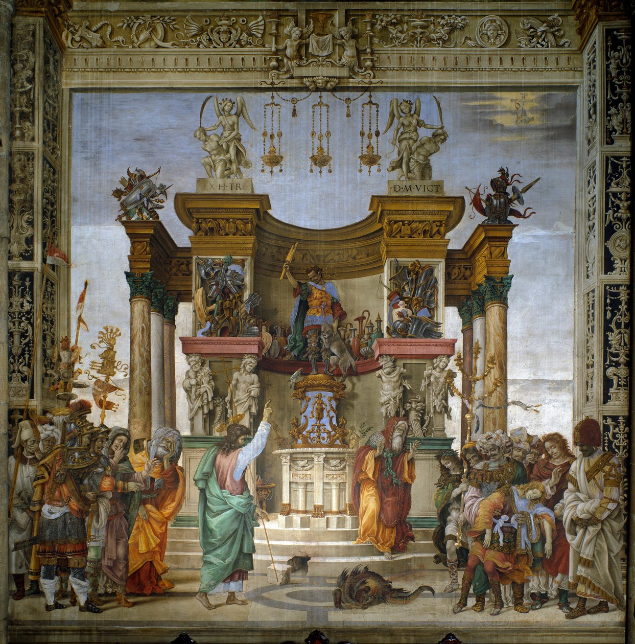 San Felipe exorciza al dragón del templo de Hierápolis de Filippino Lippi