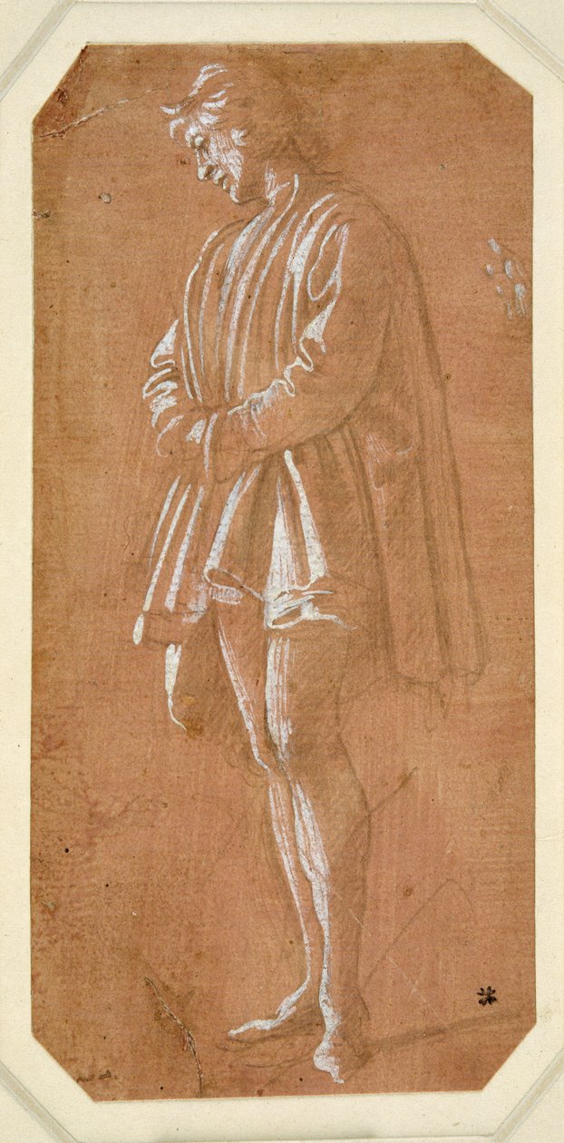 Estudio de un joven de pie con las manos cruzadas en las mangas de Filippino Lippi