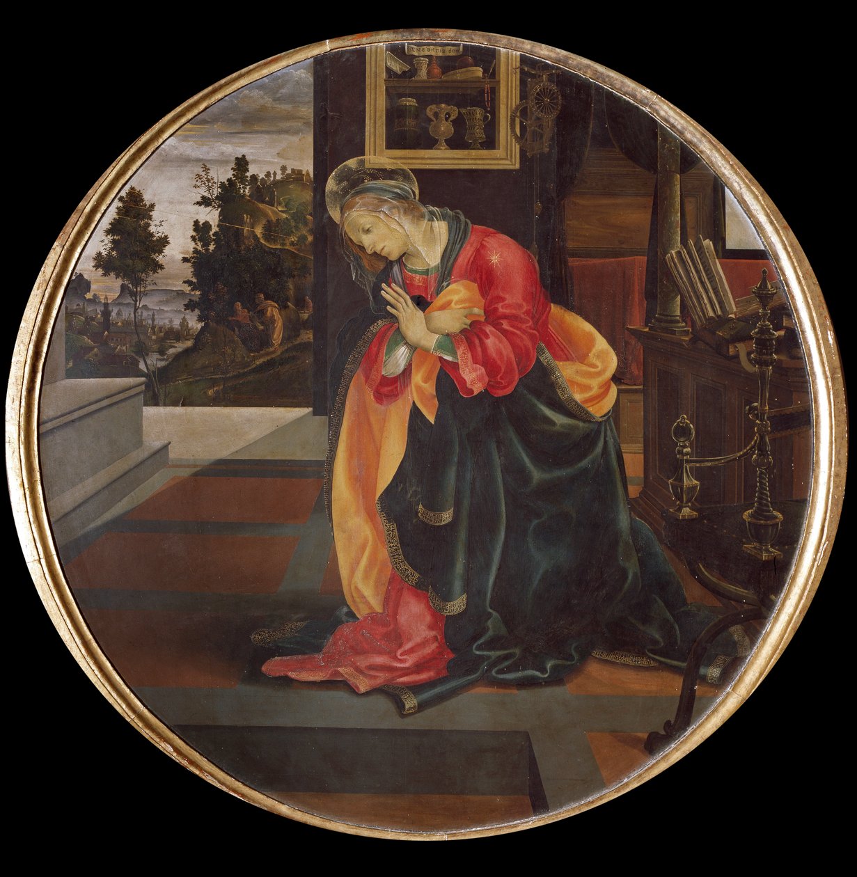 La Anunciación. Detalle de la Virgen de Filippino Lippi