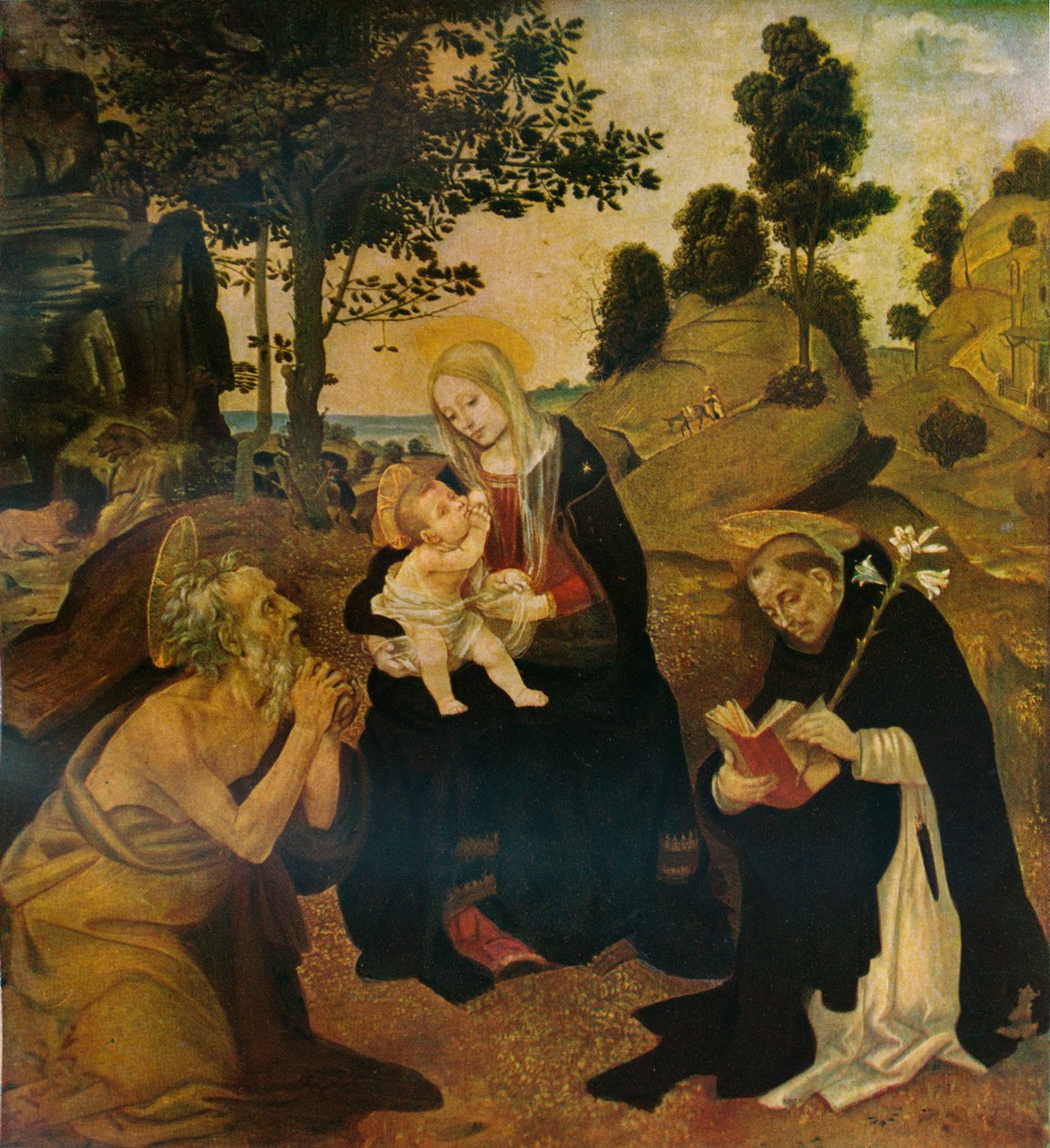 La Virgen y el Niño con los santos Jerónimo y Domingo, c1485, 1911 de Filippino Lippi