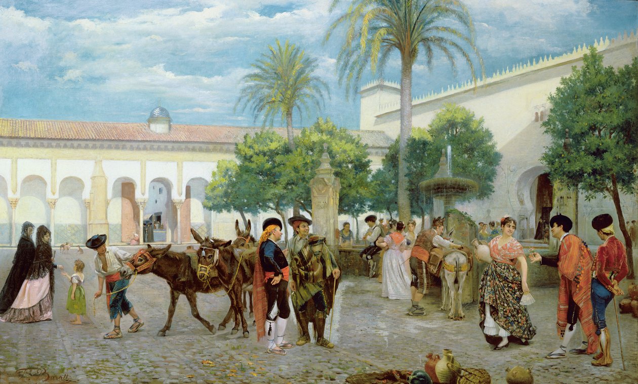 Día de mercado en España, 1877 de Filippo Baratti