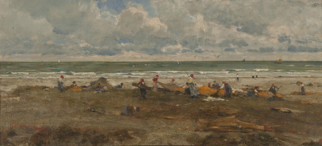 Pescadores en la playa de Filippo Carcano