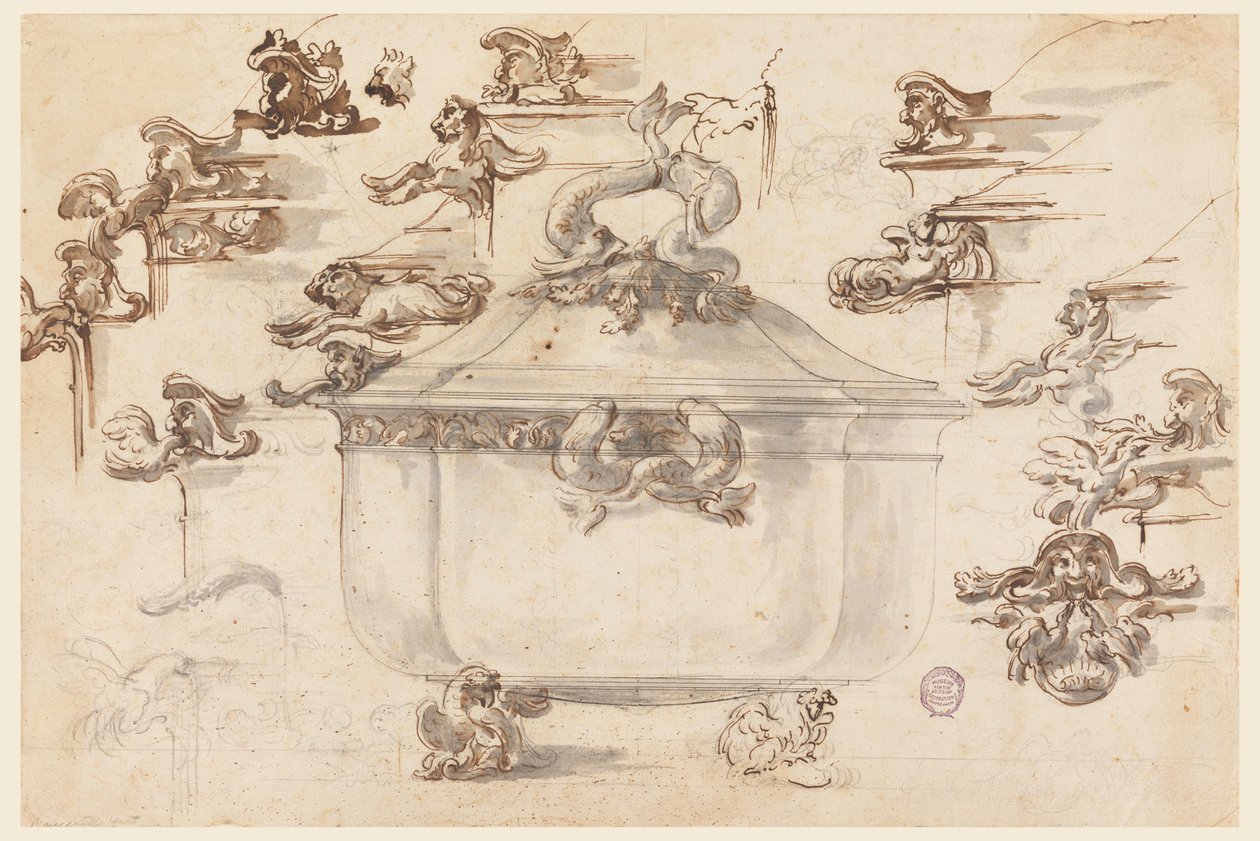 Dibujo, Diseños para Tureen de Plata, 1769 de Filippo Marchionni